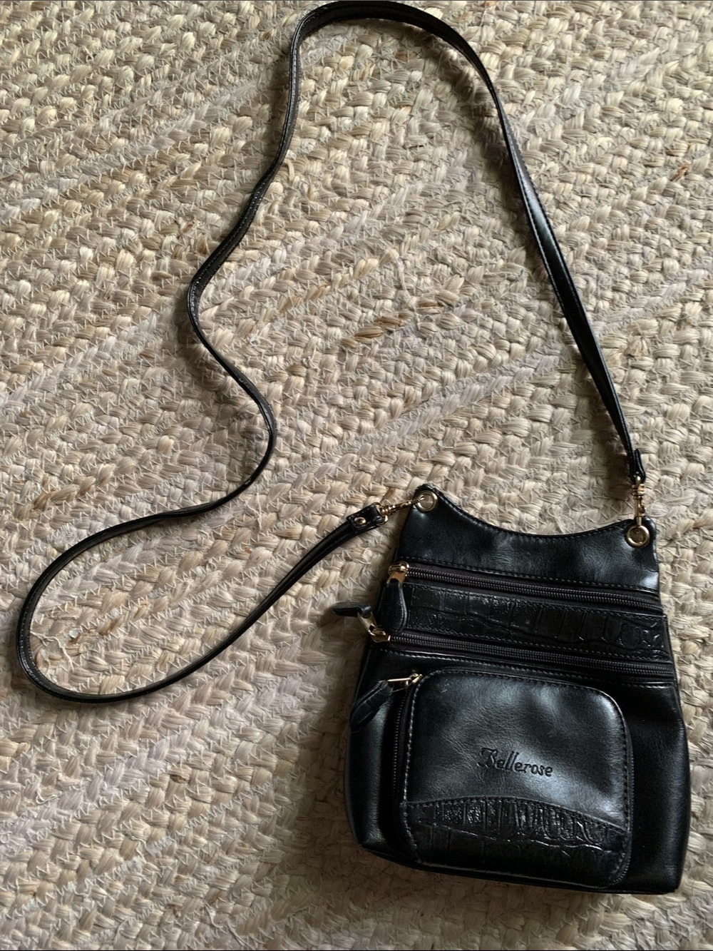 Bellerose Black Leather Crossbody with Front Zip Pocket